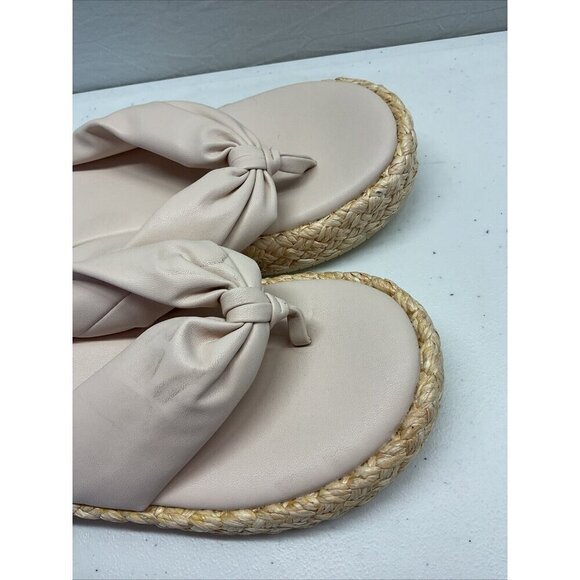 NEW Naked Feet Costa Platform flip flop Sandals beige Women's 8.5M - Picture 3 of 9